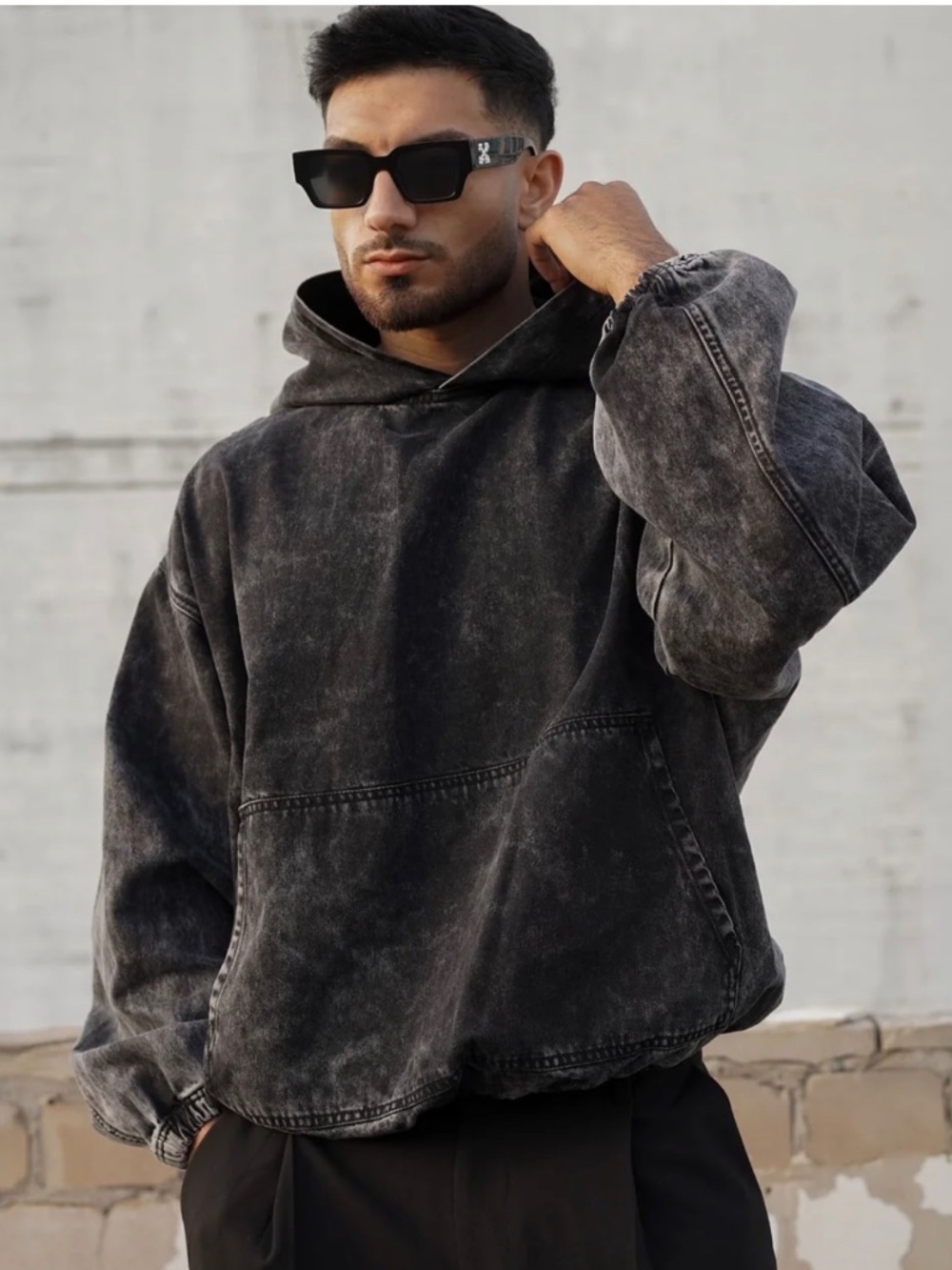 Fashion Nova Men Clover Denim Pullover Jacket Black XXL NWT